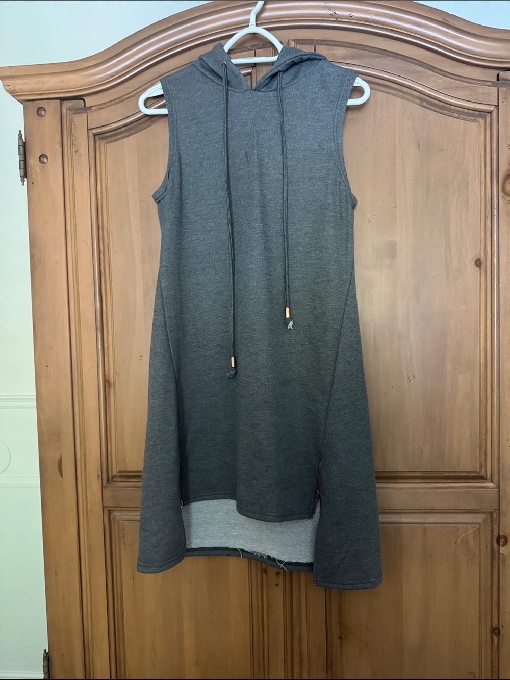 Amaryllis Charcoal Gray Sleeveless Hooded Asymmetrical Dress